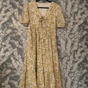Beau &  Ro Dress | The Elliot Midi Dress in Gold Floral